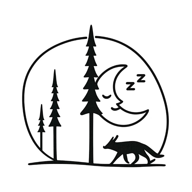 Lunar Night Fox Forest Silhouette Fans Gift
