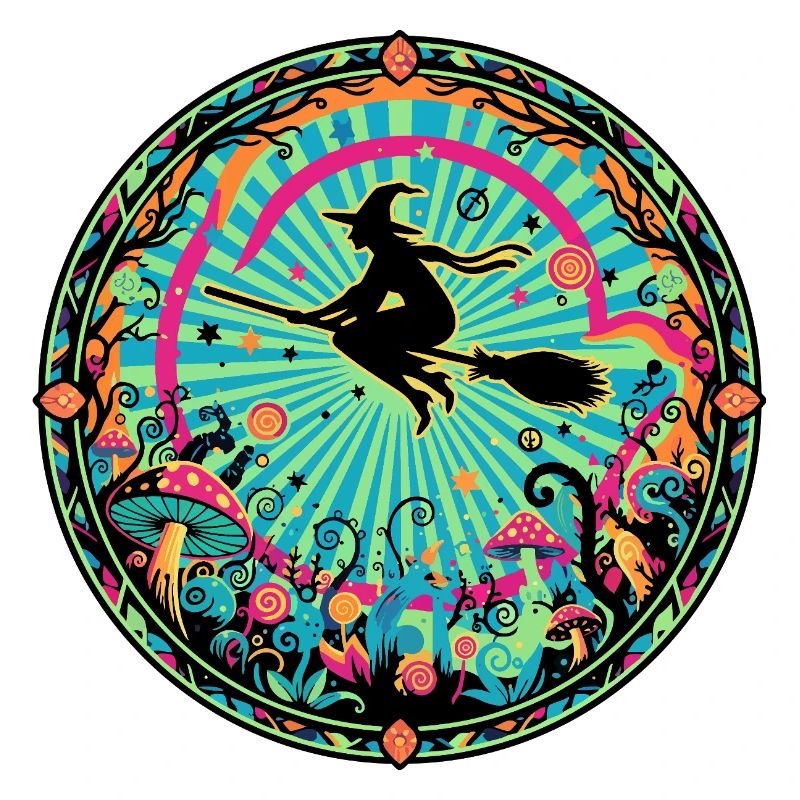 Wild Forest Magic Witches' Flight Psychedelic Motif