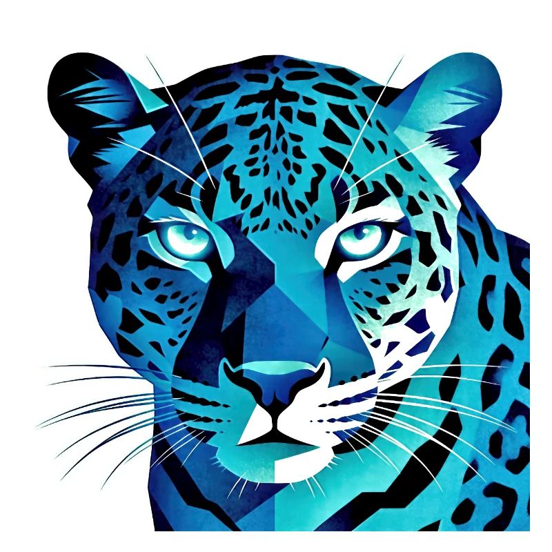 Fluorescent Geometric Blue Leopard