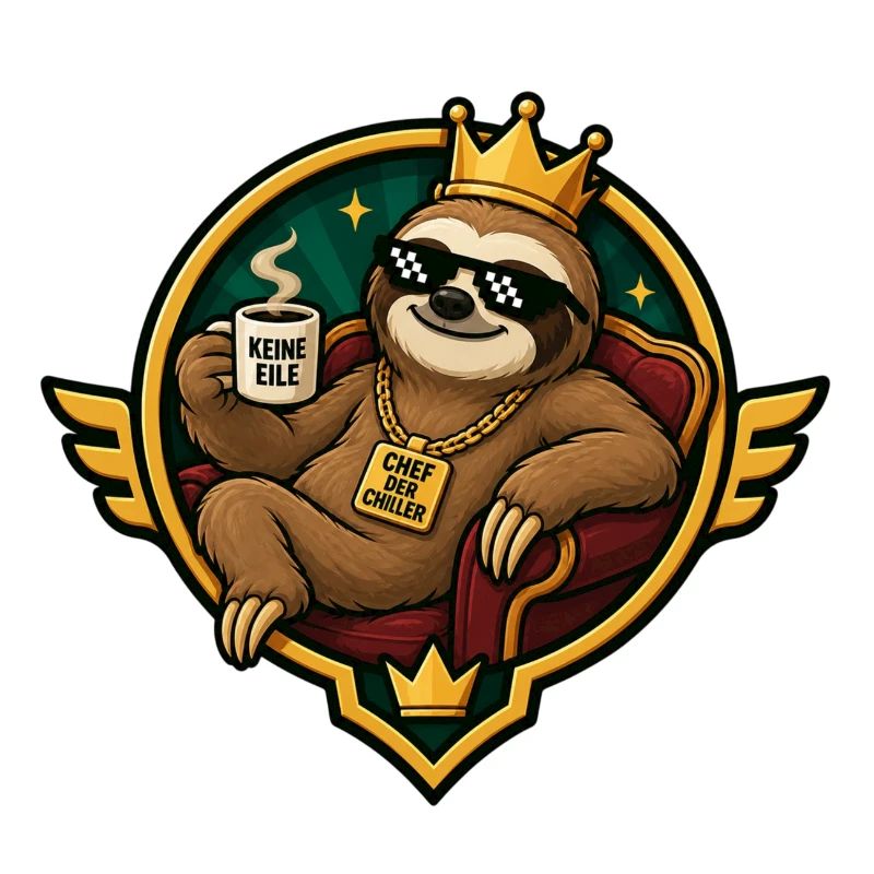 Königlicher Chiller-Sloth mit Kaffee