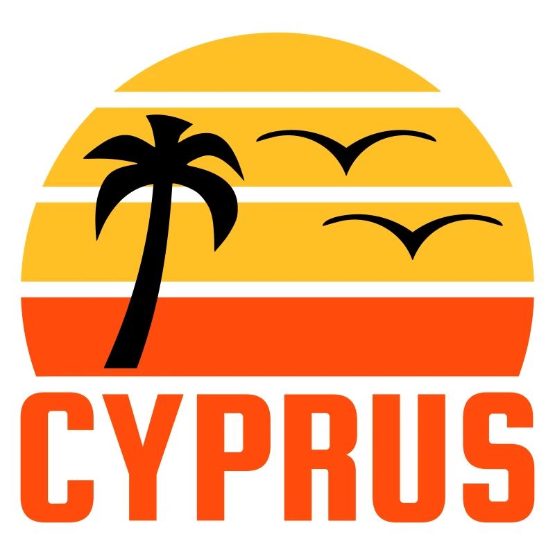 Chypre (demi-soleil, palmier, deux oiseaux)