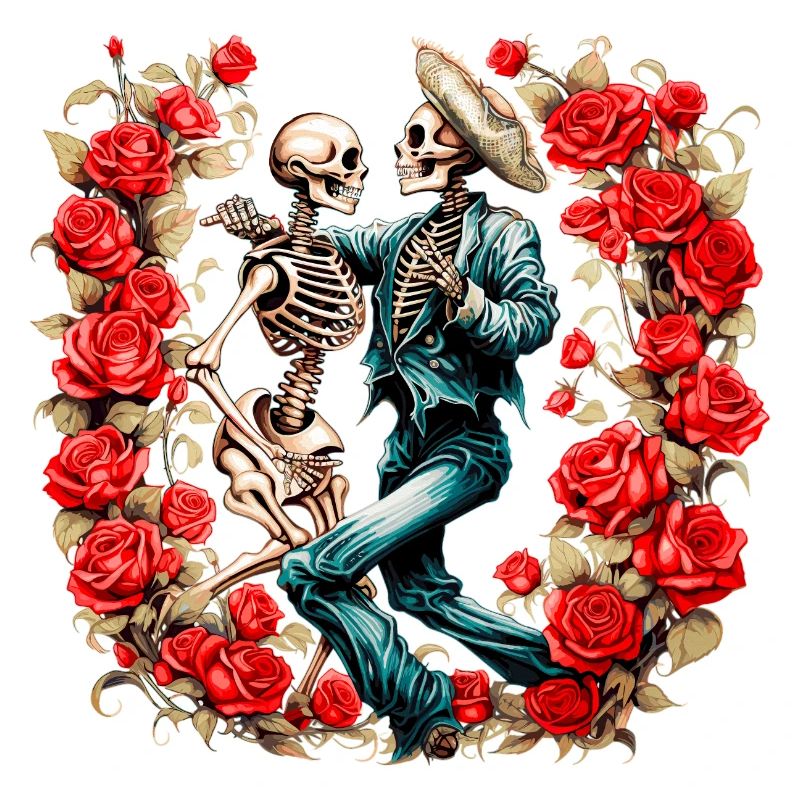 Dancing Skeletons with Roses