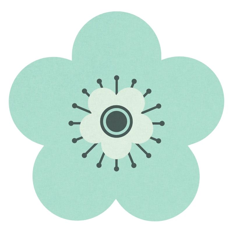 Vert menthe et fleur bleue
