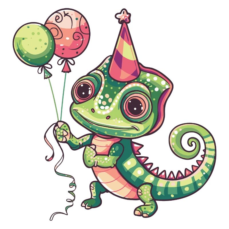 Caméléon Anniversaire Bande Dessinée Mignon