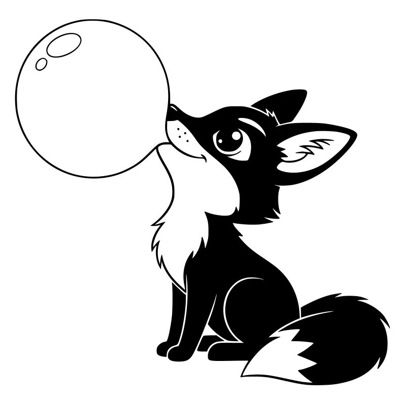 Renard avec une bulle de savon – Motif d’animal mignon