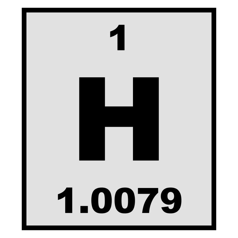 Element 1 - h (hydrogen) - Short (white)