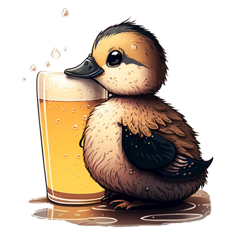 Mignon bébé canard avec de la bière