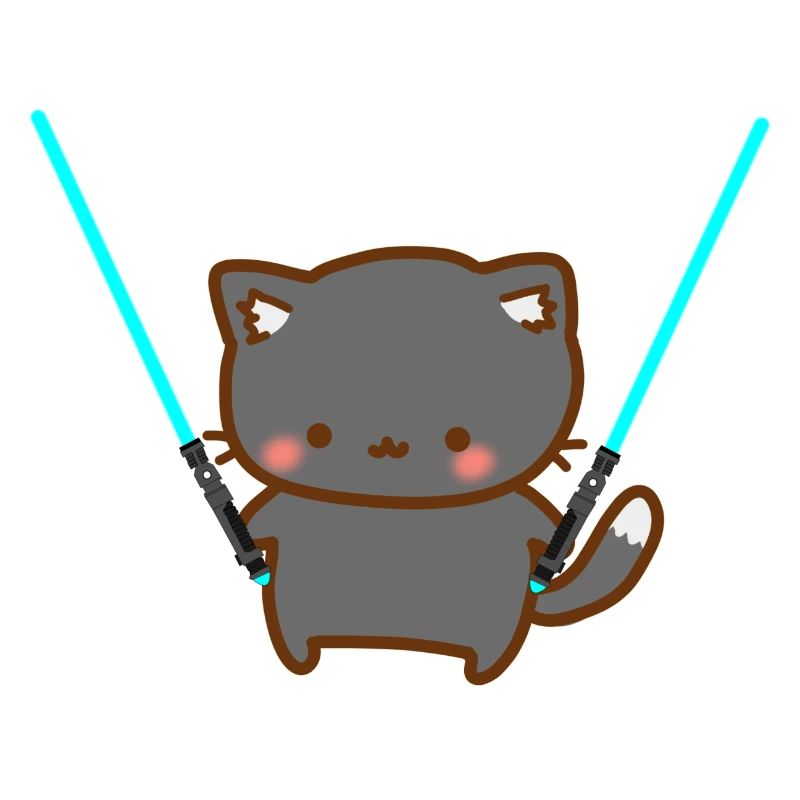 Chat mignon avec sabre laser bleu