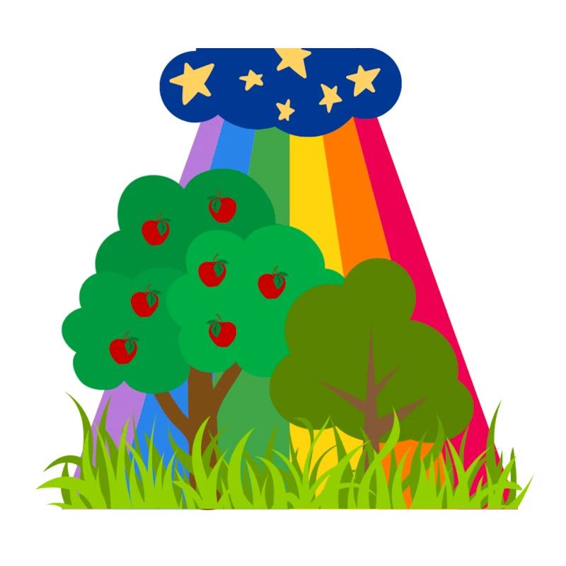 Clouds and Rainbow Trees