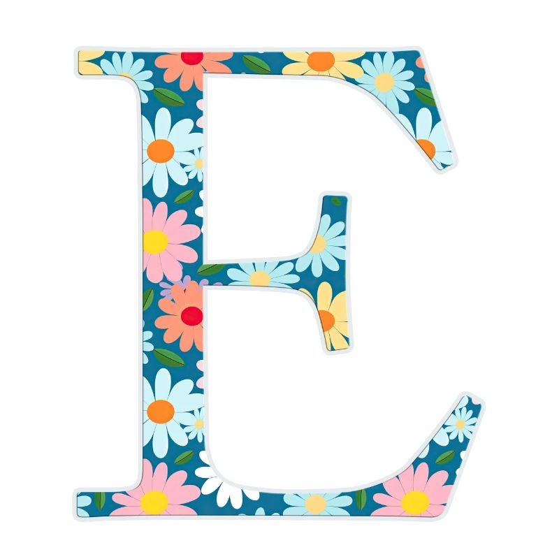Customisable Monogram E floral pattern