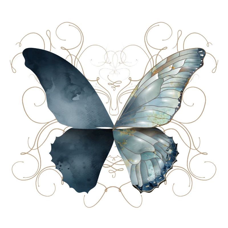 Ailes de papillon à l’aquarelle bleutée