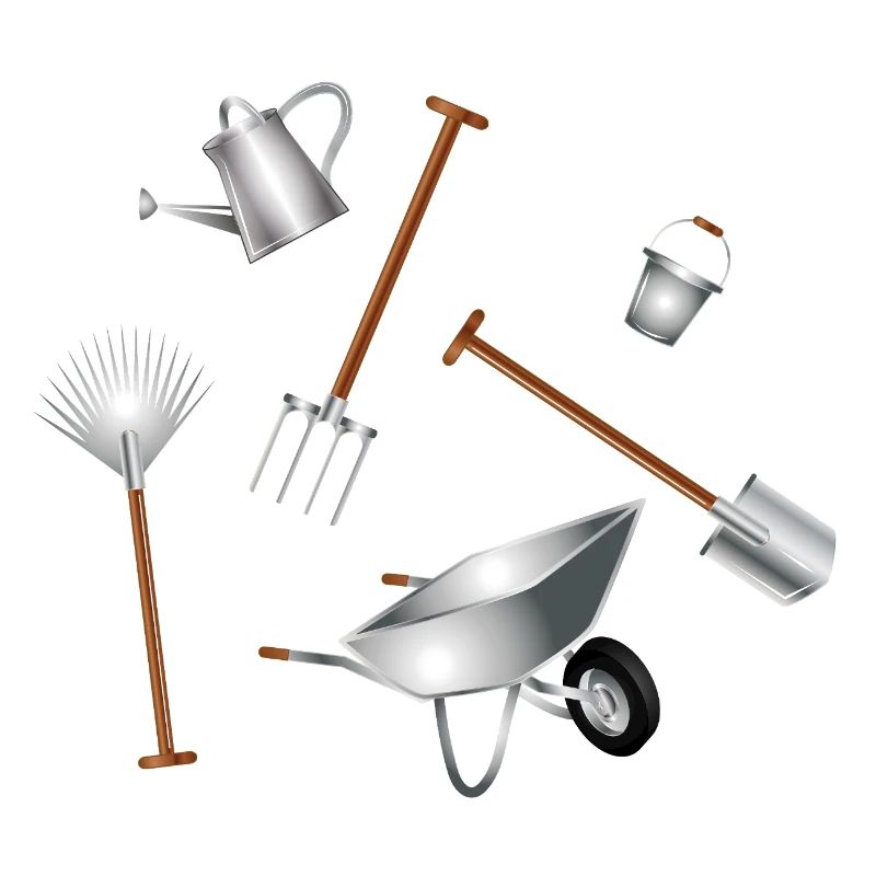 Illustration d’ensemble d’outils de jardin classiques