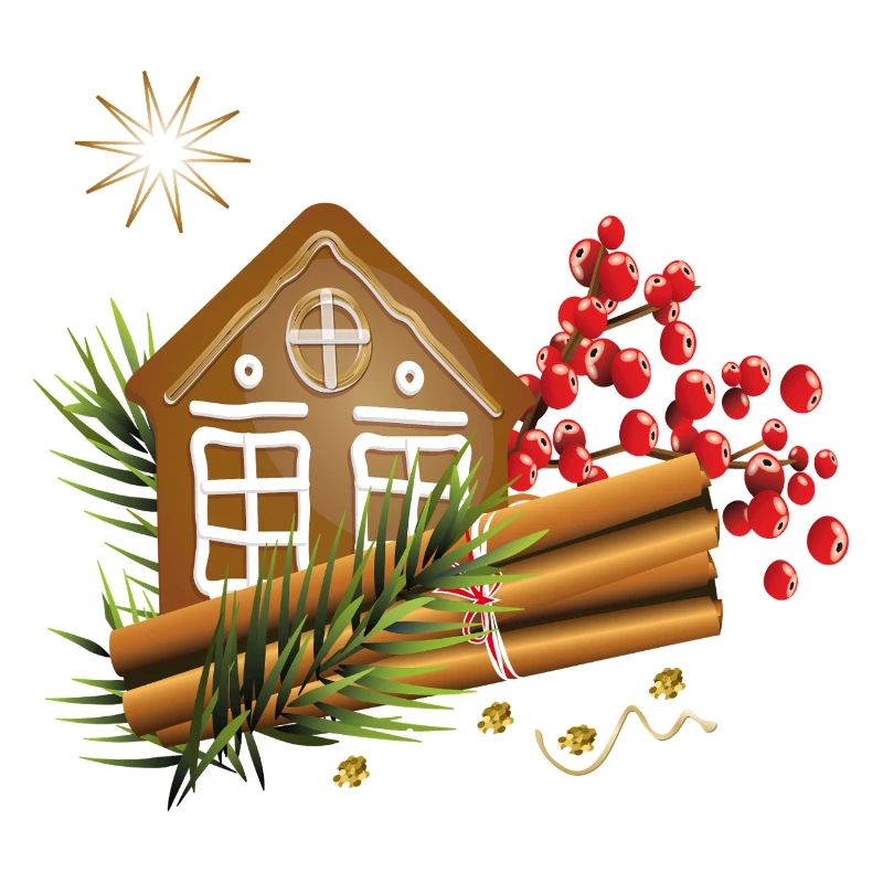 Gingerbread house with cinnamon sticks