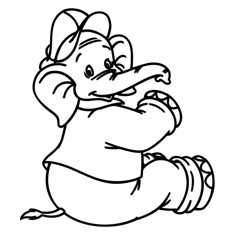 Benjamin Blümchen sitzt Line-Art