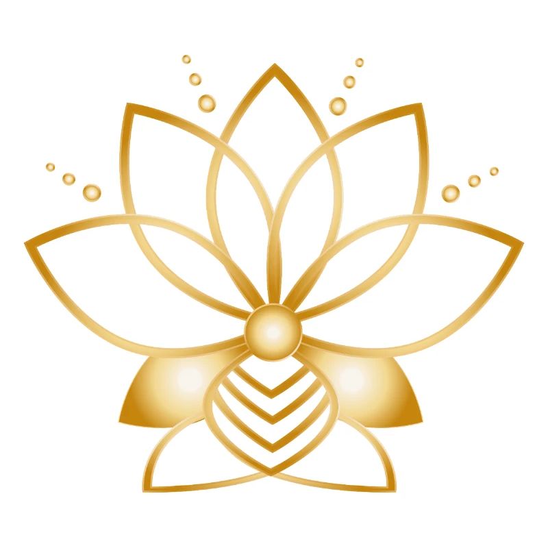 Symbole fleur stylisée dorée minimaliste