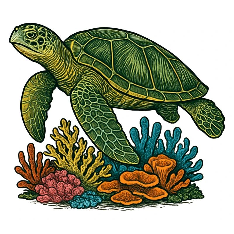 Conception de plongeur de tortue de mer verte