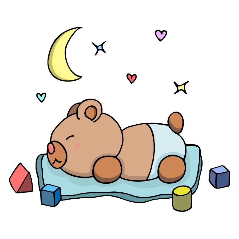 Teddy Bear Boy Boy Sleeping Blue Cute Drawing
