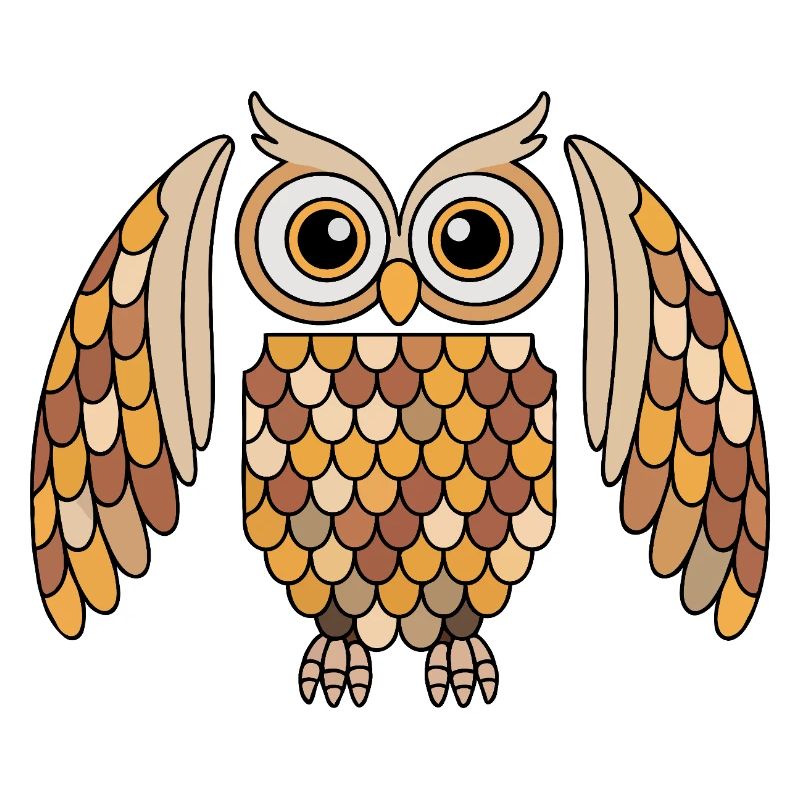 Whimsical Owl with Detailed Feather Pattern