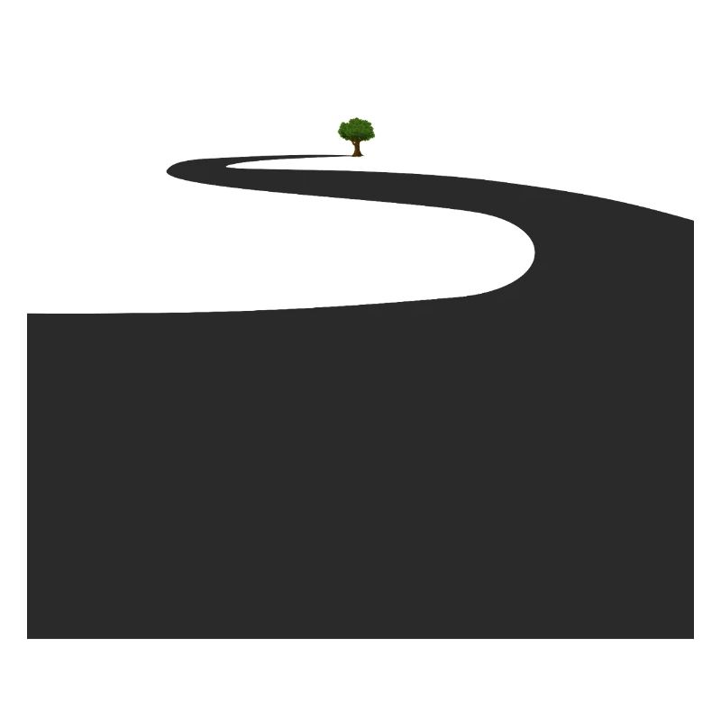 Lonely walk with green tree