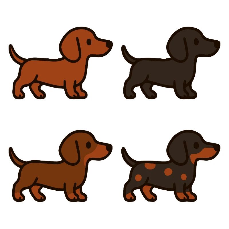 Ensemble d’illustrations de teckel mignon