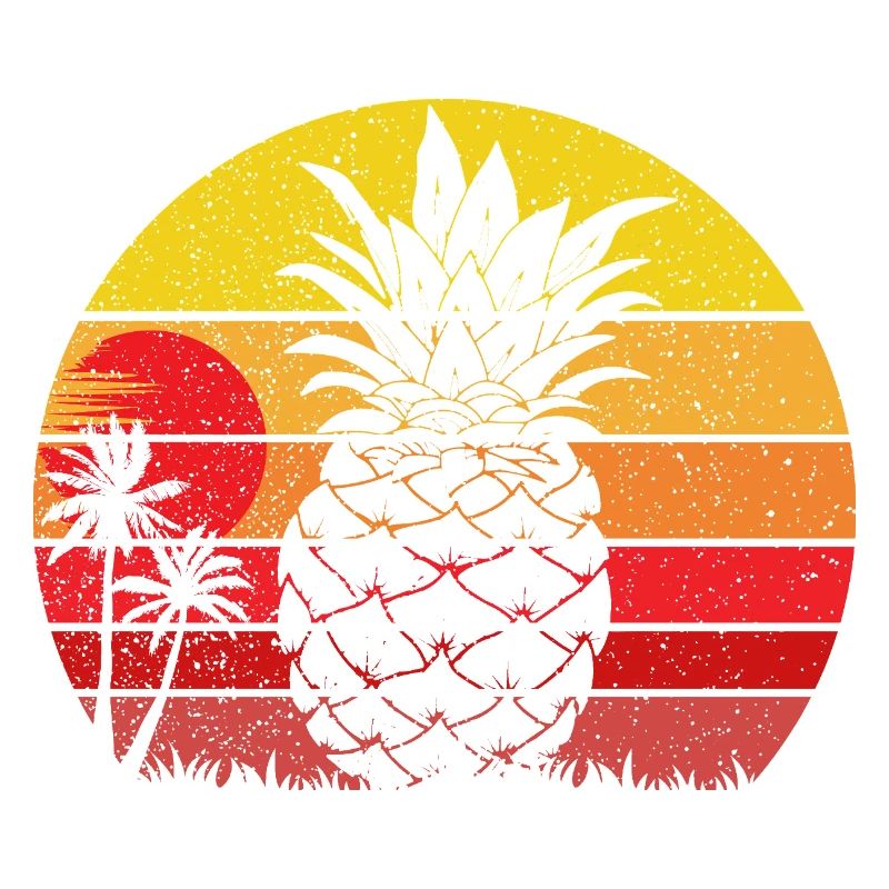 Summer Pineapple Vintage Beach Sunset