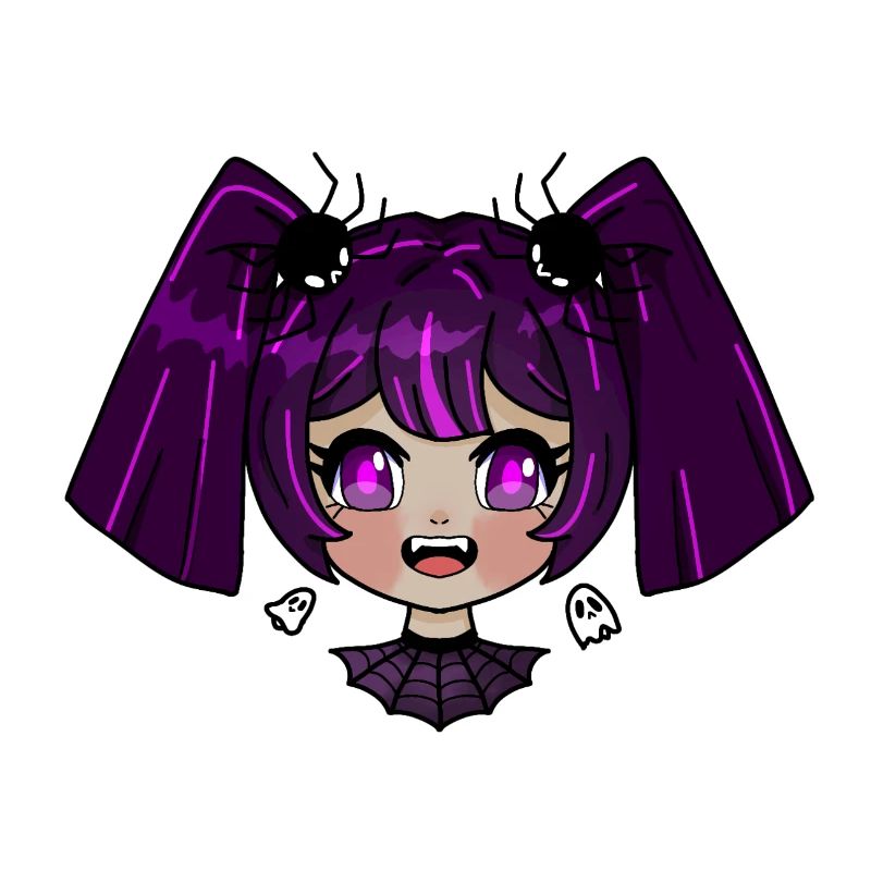 Chibi vampire avec des tresses violettes