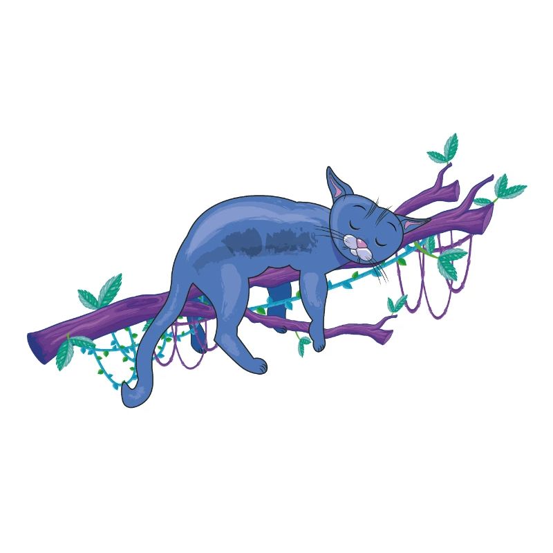 lazy sleeping cat in tree - lazy cat in tree