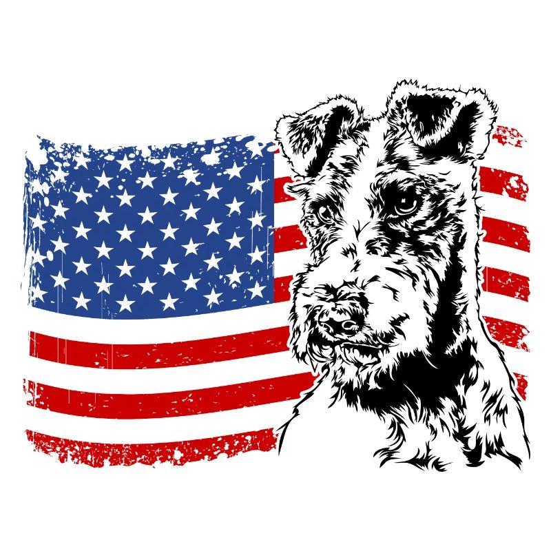 Fil Fox Terrier Amérique Flag Dogs Wilsigns