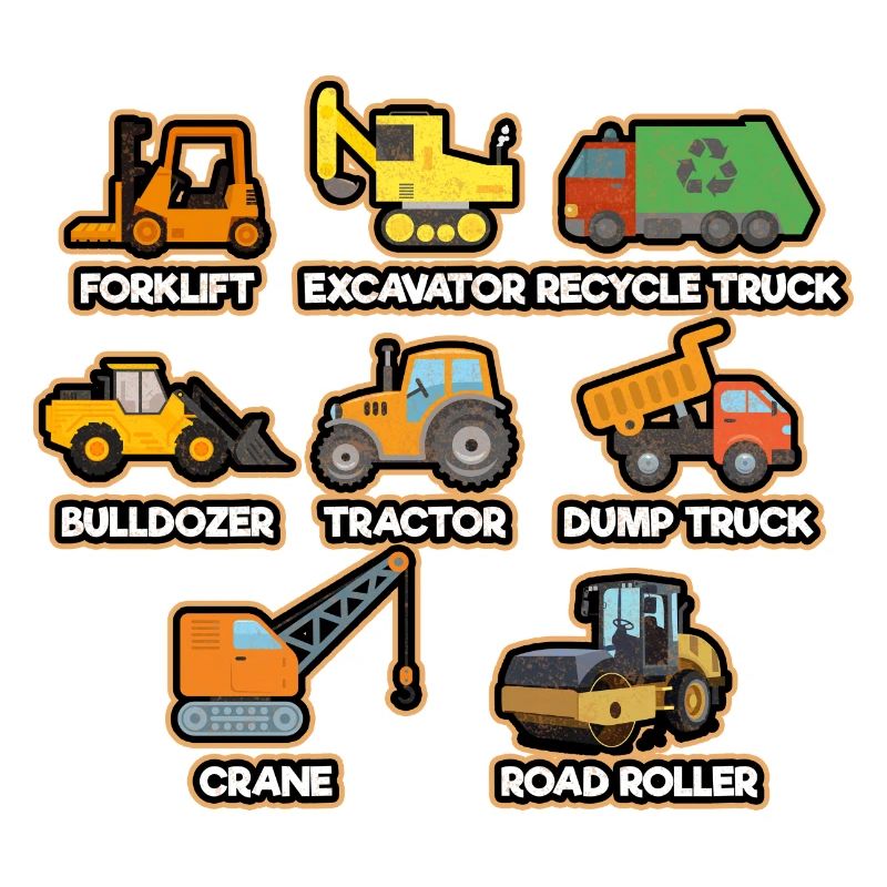 Excavatrice Chantier de construction Ouvrier de construction Camion de construction I Cadeau