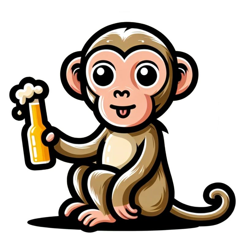 Cute Monkey Drinking Beer 3