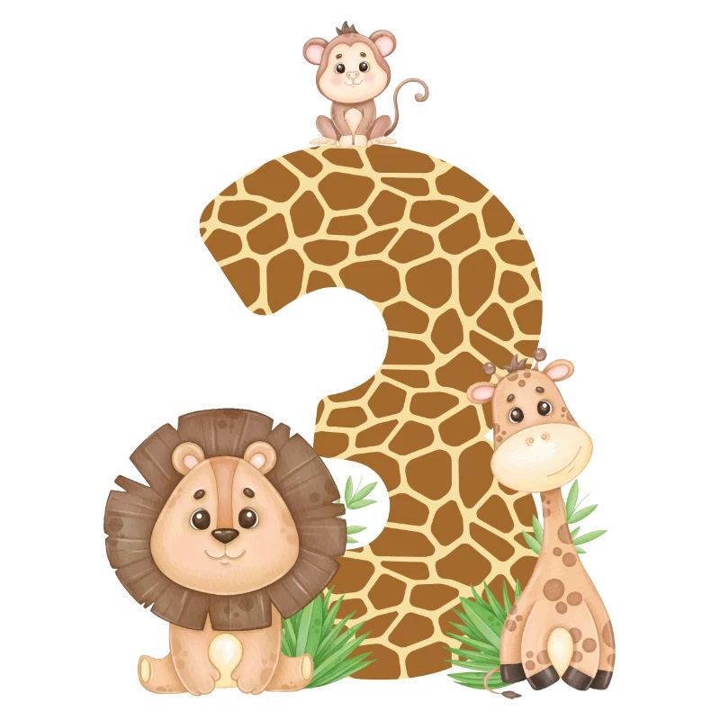 3. Geburtstag Dschungeltiere Giraffe Löwe Affe