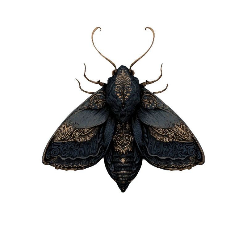 Illustration de papillon de nuit ornée avec des détails complexes