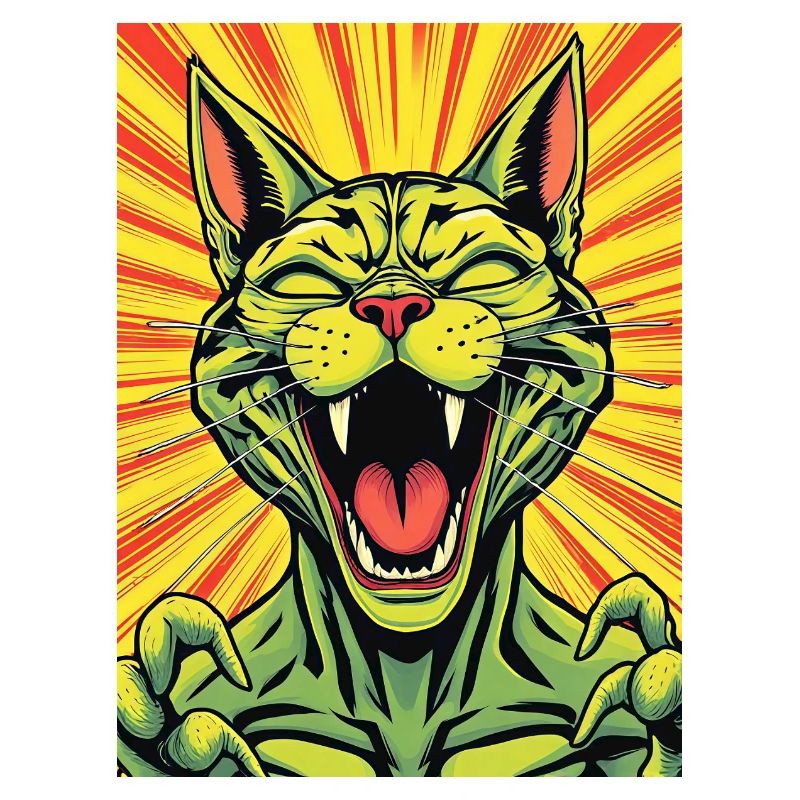 Lachende Katze Comicdruck