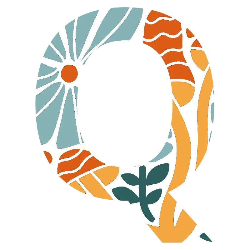 Buchstabe q Blumen groovy Geschenkidee