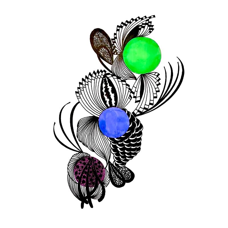 Alignez les fleurs avec des boules de couleur