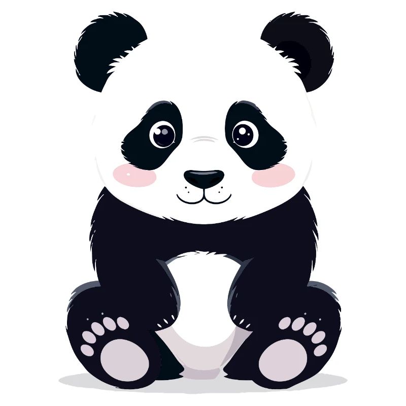 Sitting cuddly panda little cute panda bear