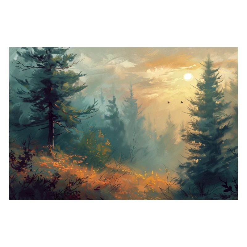 Poster Illustration Paysage de Forêt