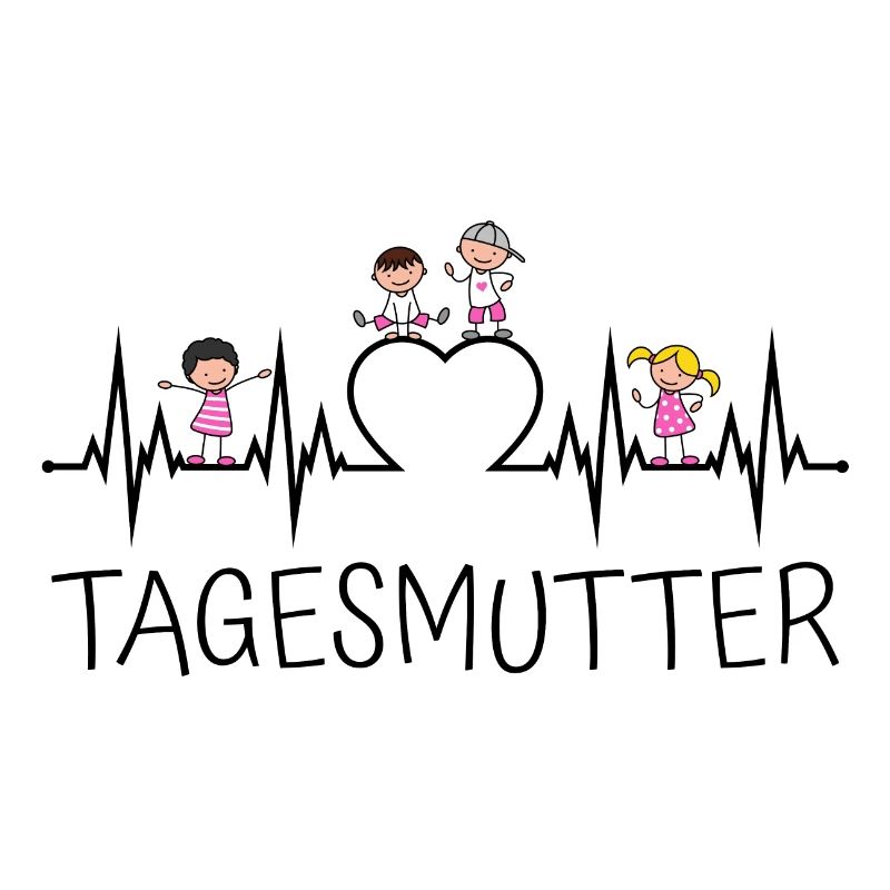 Tagesmutter Herzschlag mit Herz und Kindern