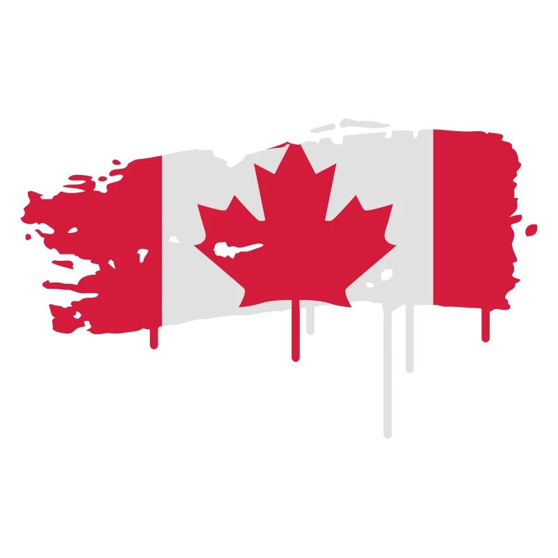Brushstroke in red and white with maple leaf