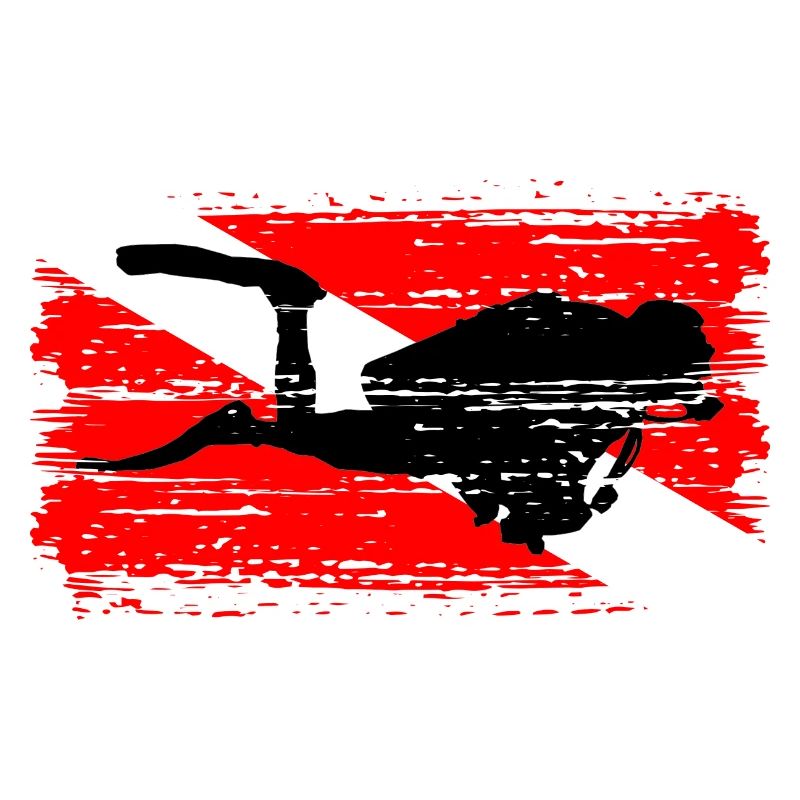 Silhouette de plongée sur drapeau rouge