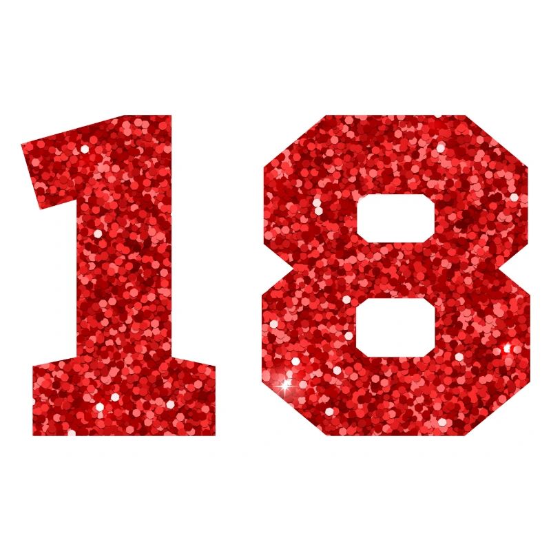 Nummer 18 Roter Glitzer - 18. Geburtstag