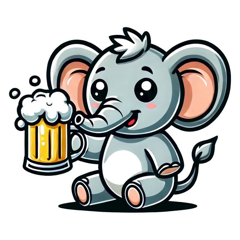 Cute Elephant Drinking Beer