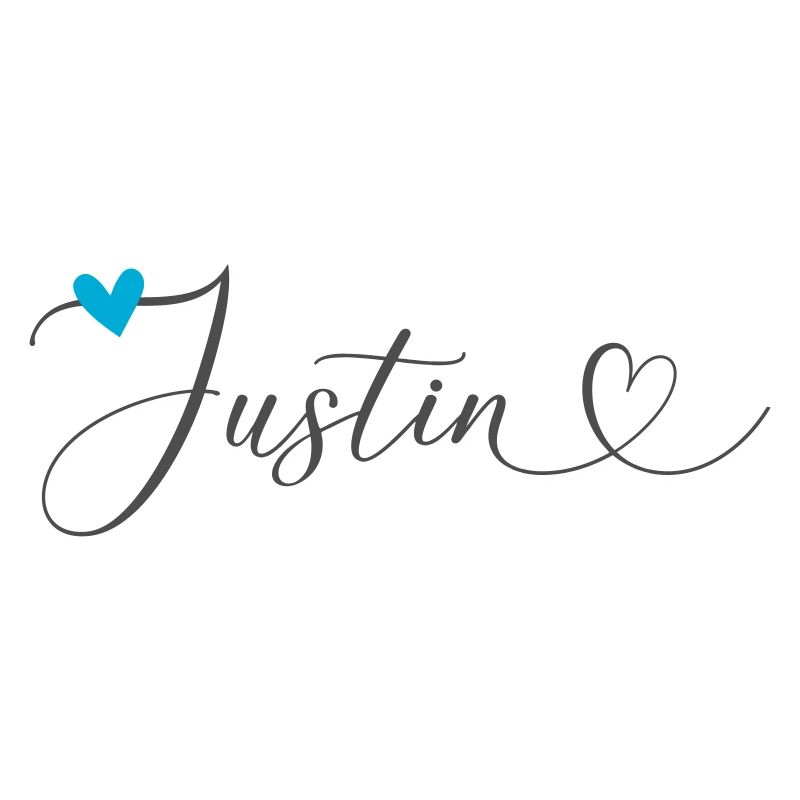 Justin Last Name First Name Calligraphy Heart