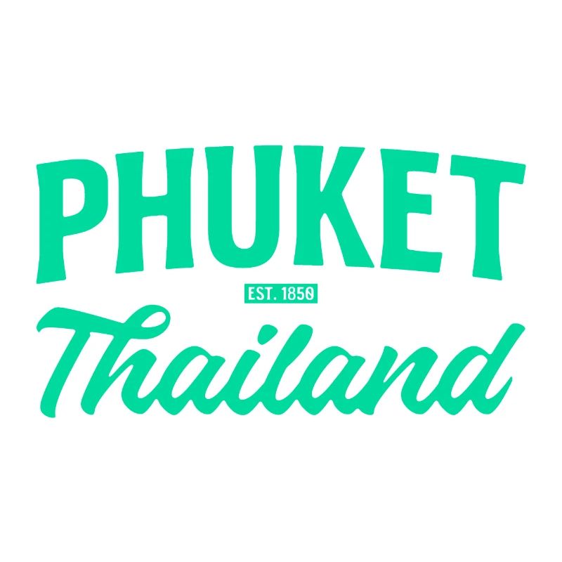 Phuket Thailand Teal Script