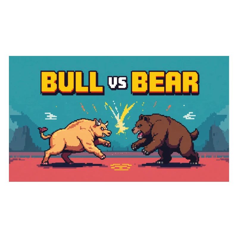 Pixel Art Kampf Stier gegen Bär