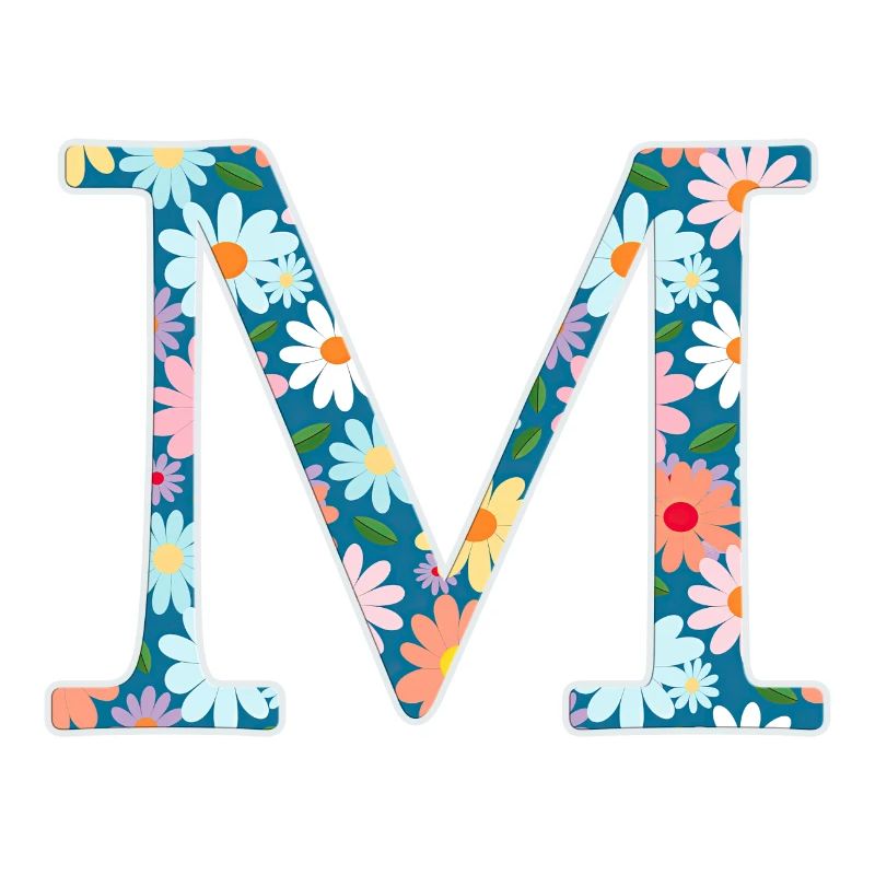 Customizable Monogram M Floral Pattern