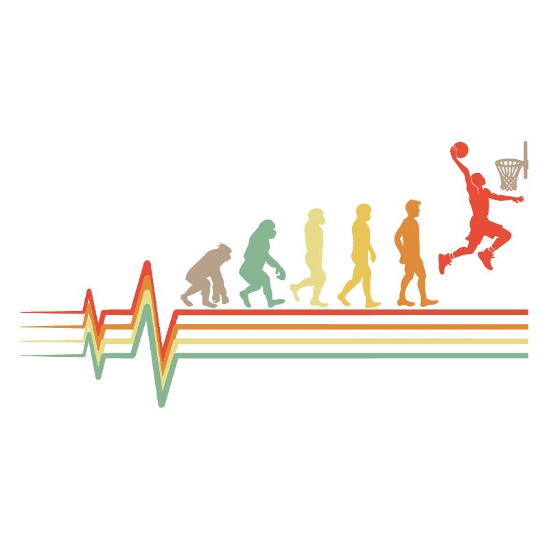 Basketball Evolution Retro EKG Herzschlag Geschenk
