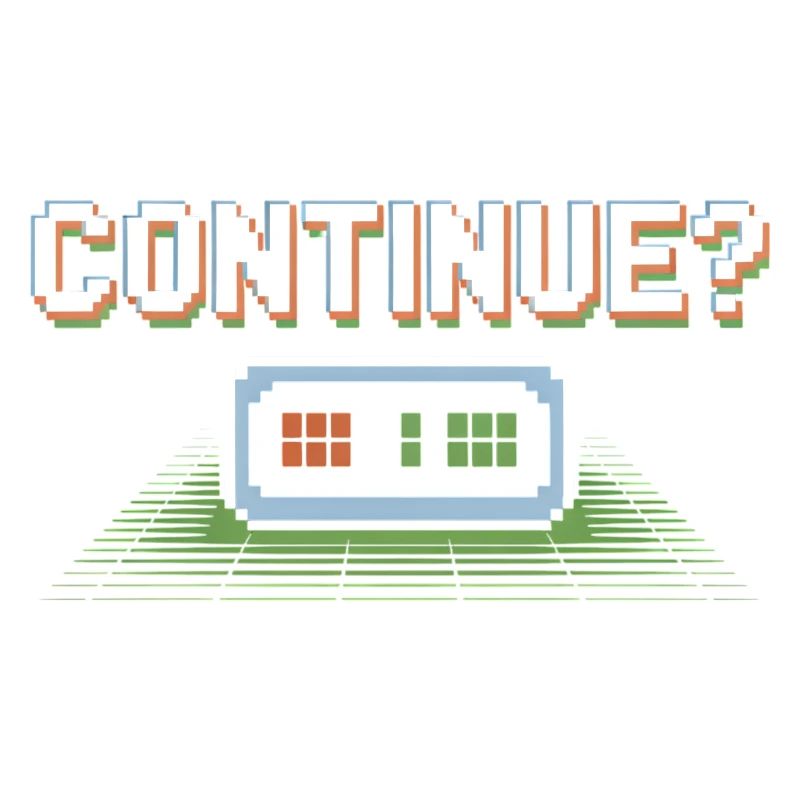 Continuer Retro Gamer Pixel 8 Bit Arcade Screen