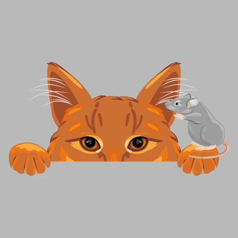 Mouse tells secrets to a ginger cat