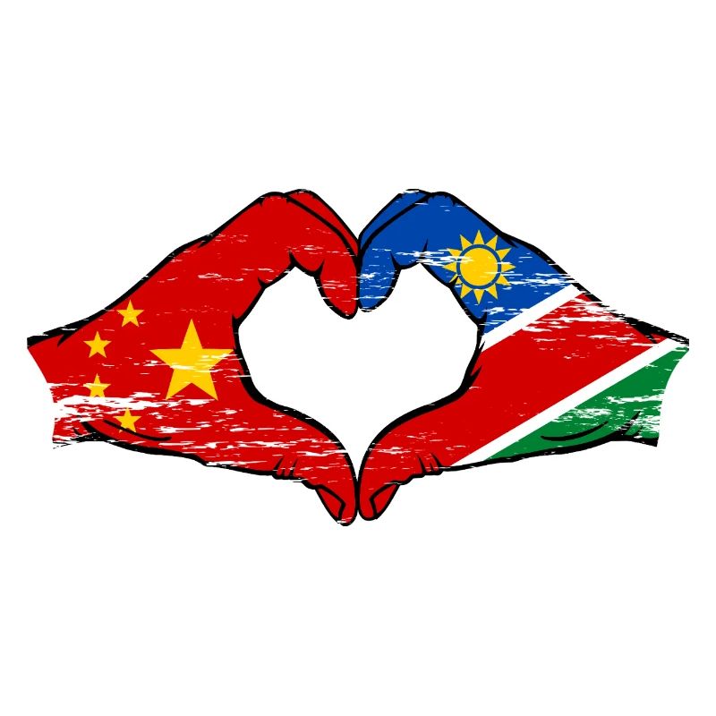 China Namibia Flag Hands Heart Shape
